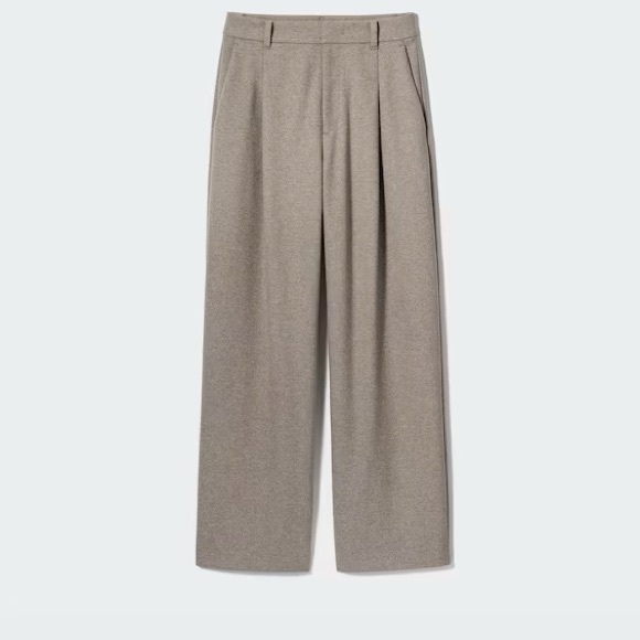 Comptoir Des Cotonniers Pants - Comptoir Des Cotonniers Wide-Leg Pleated Trousers in Taupe
